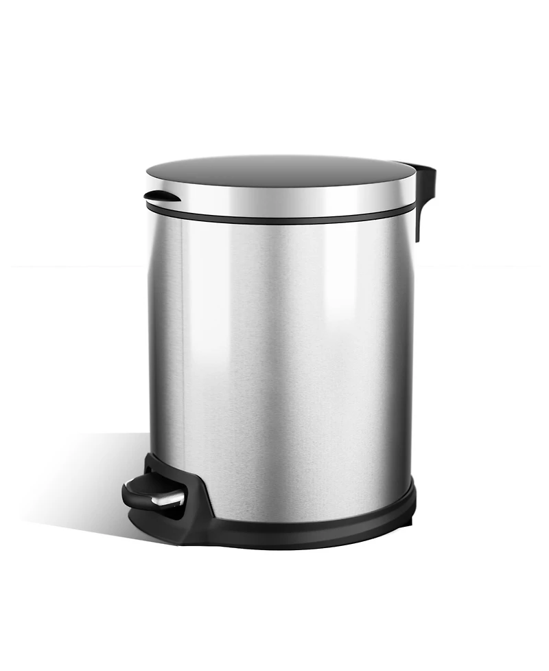 Home Zone Living 1.3 Gallon Bathroom Trash Can with Soft-Close Lid and Compact Stainless Steel Design