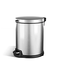 Home Zone Living 1.3 Gallon Bathroom Trash Can with Soft-Close Lid and Compact Stainless Steel Design