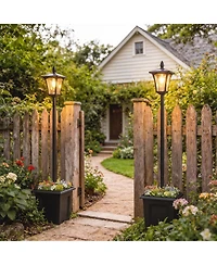 Outsunny 63" Solar Lamp Post Lights 2 Pack, Solar Light Posts,