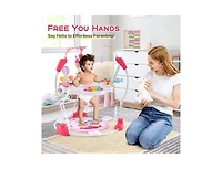 Slickblue Boys Baby Activity Center Height Adjustable Baby Bouncing Saucer with Interactive Toys-Blue