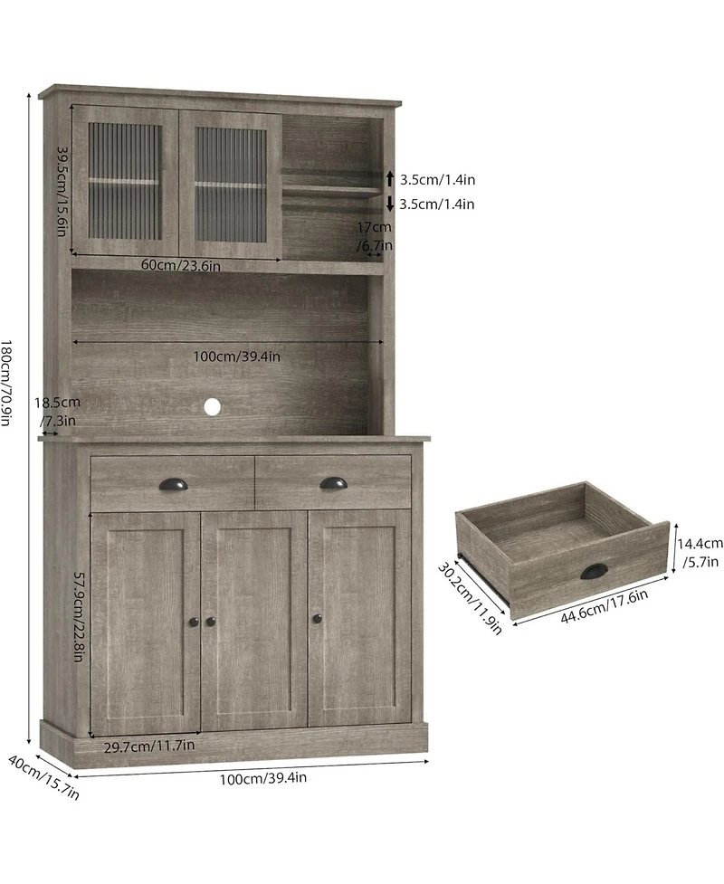 gaomon Tall Storage Cabinet - Freestanding Kitchen Pantry Cabinet with Drawers and Adjustable Shelves.