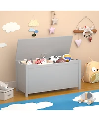 Rainsken Kids Toy Chest, Wooden Toy Box Storage Organizer, Bench with Safety Hinged Lid for Playroom, Nursery