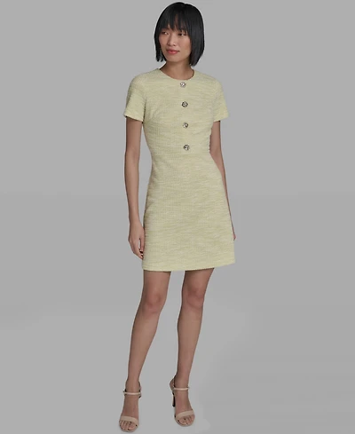 Karl Lagerfeld Paris Women's Tweed Crewneck Short-Sleeve Sheath Dress