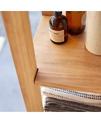 Tikamoon Solid Teak Bathroom Storage Column Cupboard Rack 2 Drawers 1 Cupboard 150cm