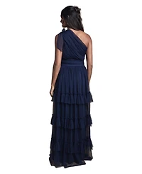 Oasis Women's Pleated One Shoulder Tiered Maxi Dress