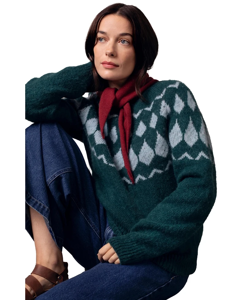 Celtic & Co. Women's Lofty Diamond Yoke Sweater