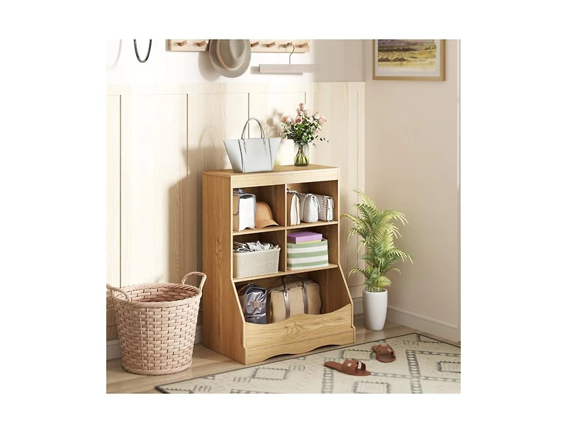3-Tier Children's Multi-Functional Bookcase Toy Storage Bin Floor Cabinet