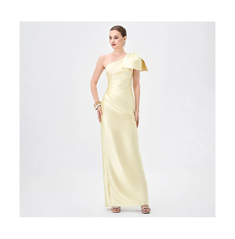 Bariano Women's Aramy One Shoulder Bow Gown