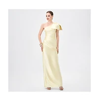 Bariano Women's Aramy One Shoulder Bow Gown