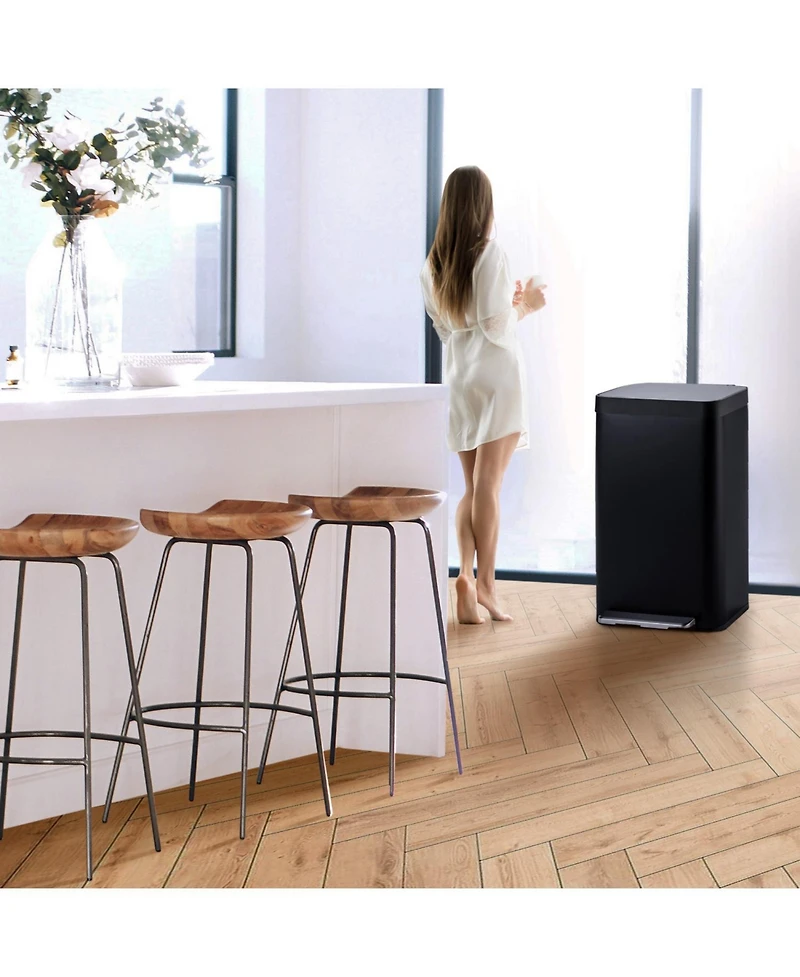 Home Zone Living 19 Gallon Large Kitchen Trash Can with Soft Close Lid, Liner-Free Stainless-Steel Body