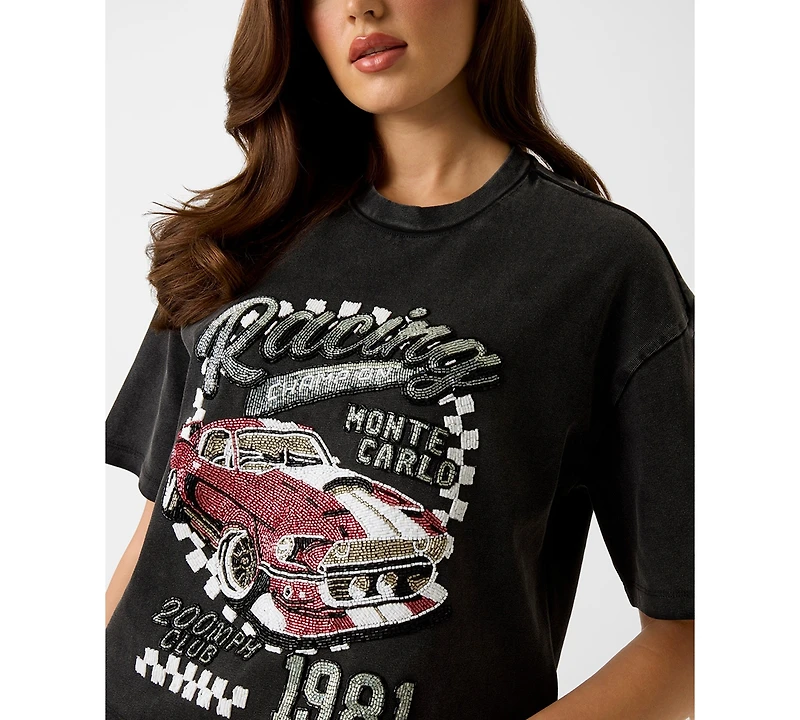 Guess Women's Short-Sleeve Race Car Graphic T-Shirt