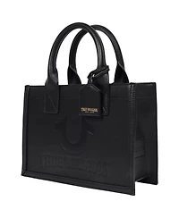 True Religion Debossed Logo Modern Tote with Removable Shoulder Strap
