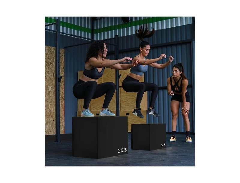 Hongge 3-in-1 Foam Plyometric Box with 3 Heights and Easy-to-Clean Pu Cover-16 Inches