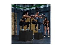 Hongge 3-in-1 Foam Plyometric Box with 3 Heights and Easy-to-Clean Pu Cover-16 Inches