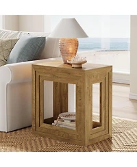 Tribesigns Farmhouse End Table with 2-Tier Storage, 24 Inches