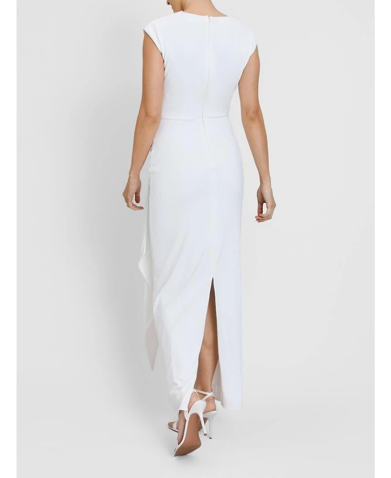 Six Stories Women's Cap Sleeve Corsage Stretch Dress