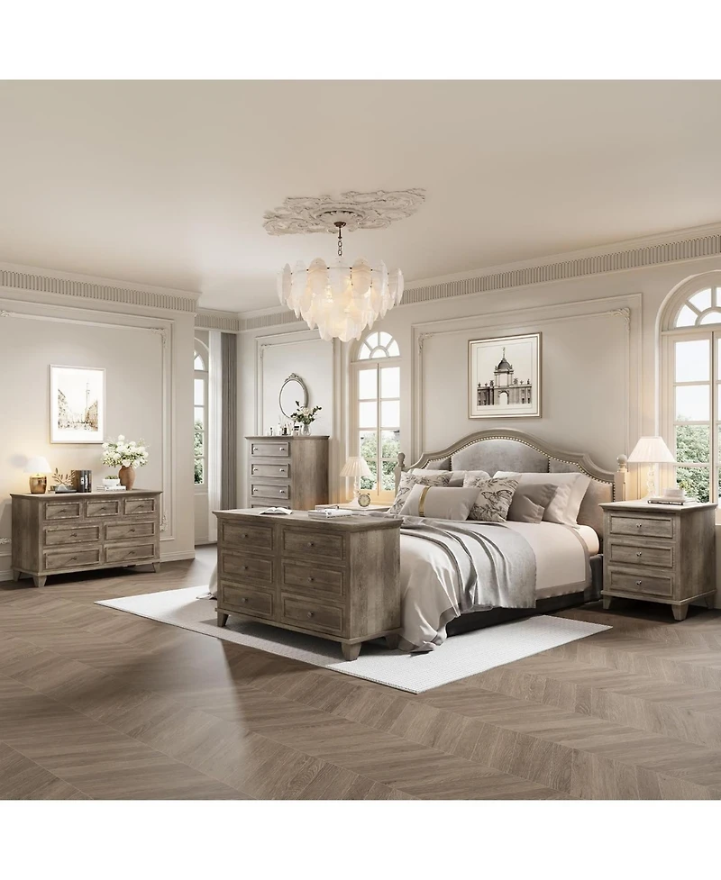 gaomon 6 Drawer Wide Dresser Modern Wood Storage Organizer