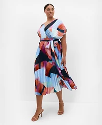 City Chic Women's Hailey Aspect Print Pleat Maxi Dress