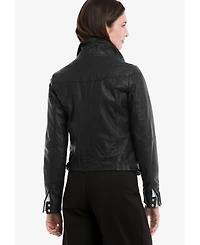 ellos Women's Zip Front Leather Jacket