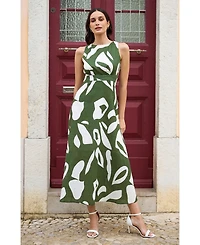 Yumi Women's Cotton Abstract Print Maxi Dress