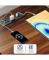 gaomon Bedside Tables Set of 2 with Usb Charging Station – White & Brown Rustic Bedside Tables with Sliding Barn Door, Adjustable Shelf
