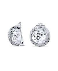 Bling Jewelry Hammered Textured Ball Button Clip Earrings .925 Sterling Silver Non-Pierced Ears