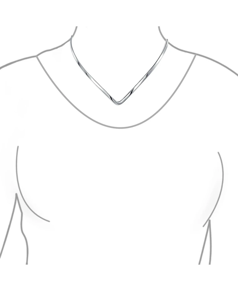 Bling Jewelry Simple Charm Slider V Shape Choker Collar Statement Necklace .925 Silver Sterling