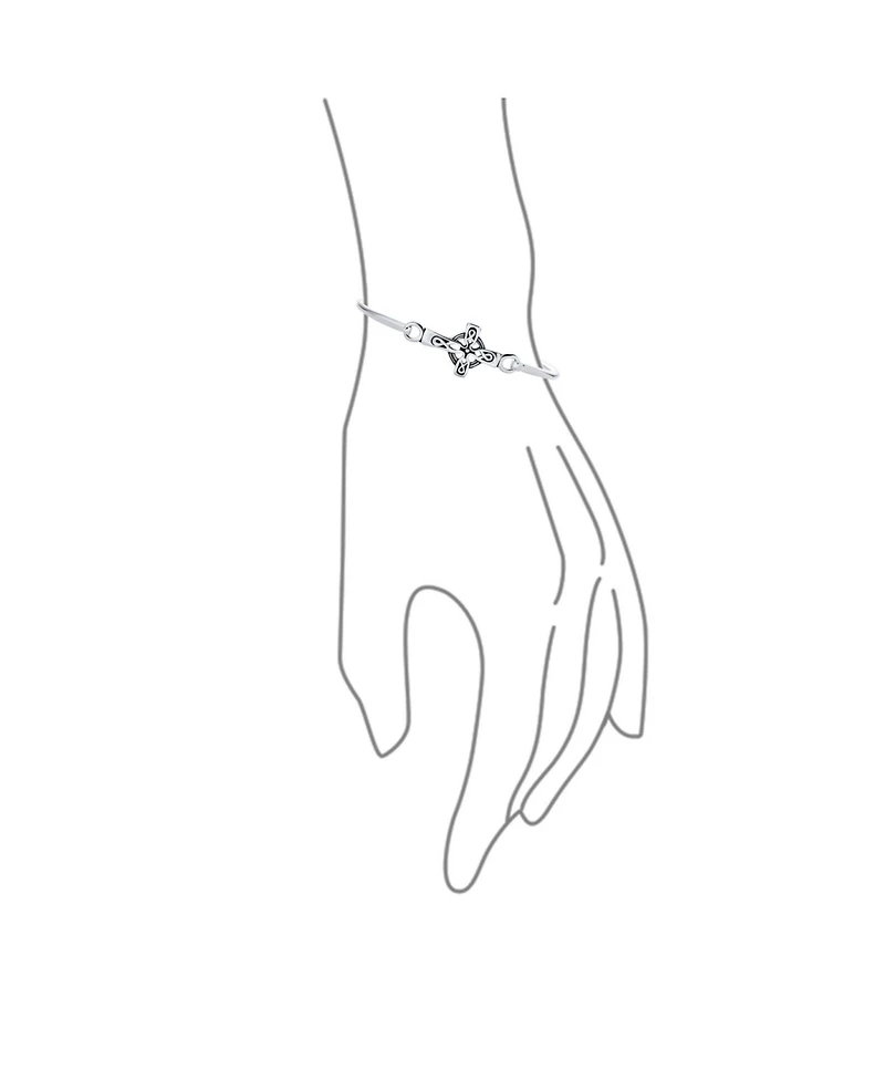 Bling Jewelry Religious Celtic Love Knot Sideways Cross Bangle Bracelet .925 Sterling Silver