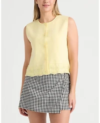 Ellen Tracy Women's Knit Vest with Pearl Detailing Sweater