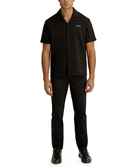 Karl Lagerfeld Paris Men's Open Weave Camp Collar Shirt