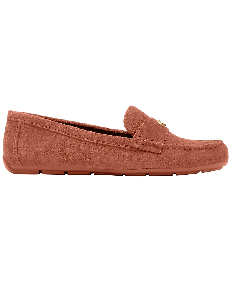 Coach Women's Sculpted C Round Toe Suede Driver Loafers