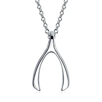 Bling Jewelry Graduation Charm Good Luck Wishbone Pendant Necklace .925 Sterling Silver