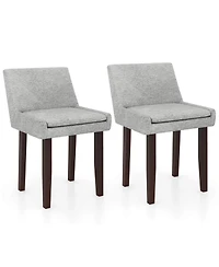Gymax Modern Dining Chair Set of w/ Mid Back and Cushioned Seat Solid Wood Legs