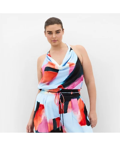 City Chic Women's Chloe Aspect Print Cowl Neck Top