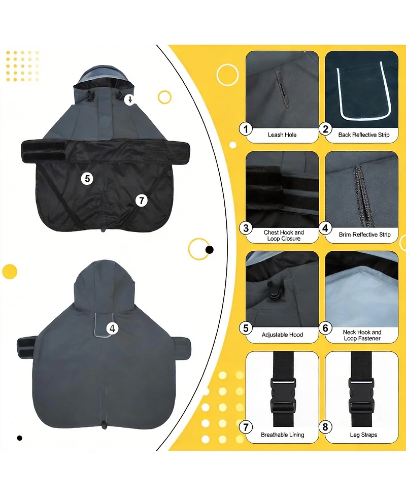 Aronkl Waterproof Windproof Dog Rain Jacket with Hood for Active Breeds