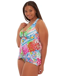 Becca Etc Plus Mijas Ring V-Neck Tankini Top