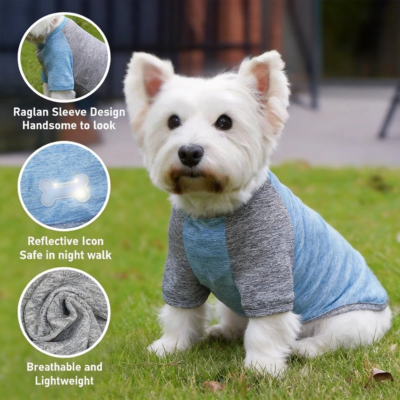 Aronkl 2-Pack Lightweight Athletic Dog T-Shirt with Reflective Label for Outdoor Use