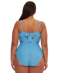 Becca Etc Plus Castaway Textured Fishnet One-Piece Swimsuit