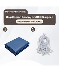 Aoodor 10 x 20 Ft All Weather Carport Replacement Canopy Cover