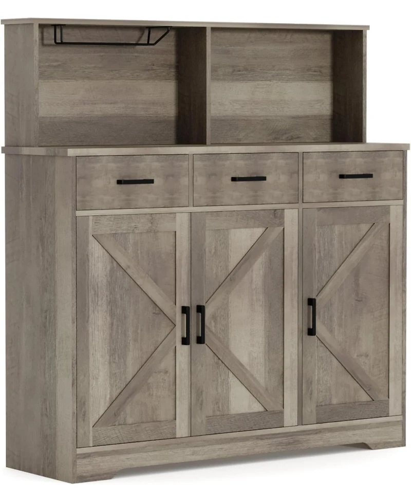gaomon Farmhouse Style Buffet Cabinet with Integrated Microwave Stand, Versatile Sideboard Storage Featuring Drawers and Shelves