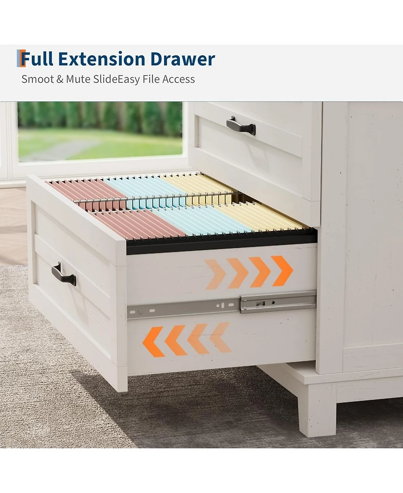 gaomon 2 Drawers Lateral File Cabinet with Deepened Tabletop, Farmhouse Wood Large Filing Cabinet for Legal/Letter File wHanging Rod, Sturdy Frame