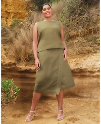 Estelle Plus Women' s Sonnet Linen Summer Wrap Midi Skirt