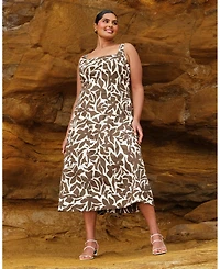 Estelle Plus Sylvia Square-Neck Midi Dress