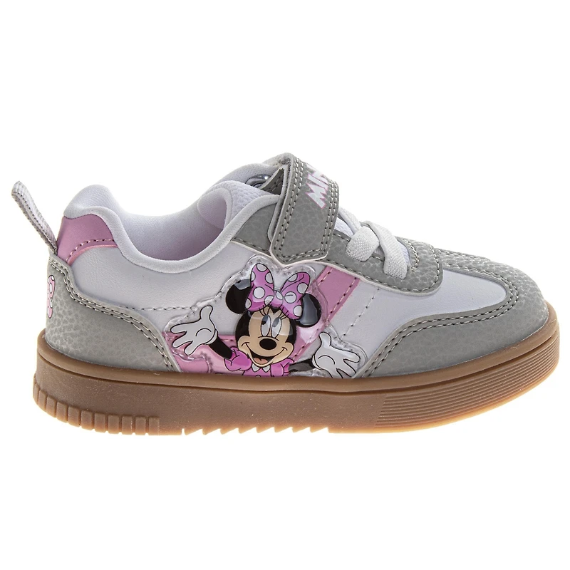 Disney Big Girls Minnie Mouse Court Sneakers Polka Dot Athletic Running Hook and Loop Comfort Fit