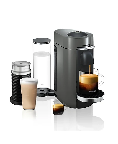 Nespresso Vertuo Plus Deluxe Coffee and Espresso Machine by De'Longhi, Titan with Aeroccino Milk Frother