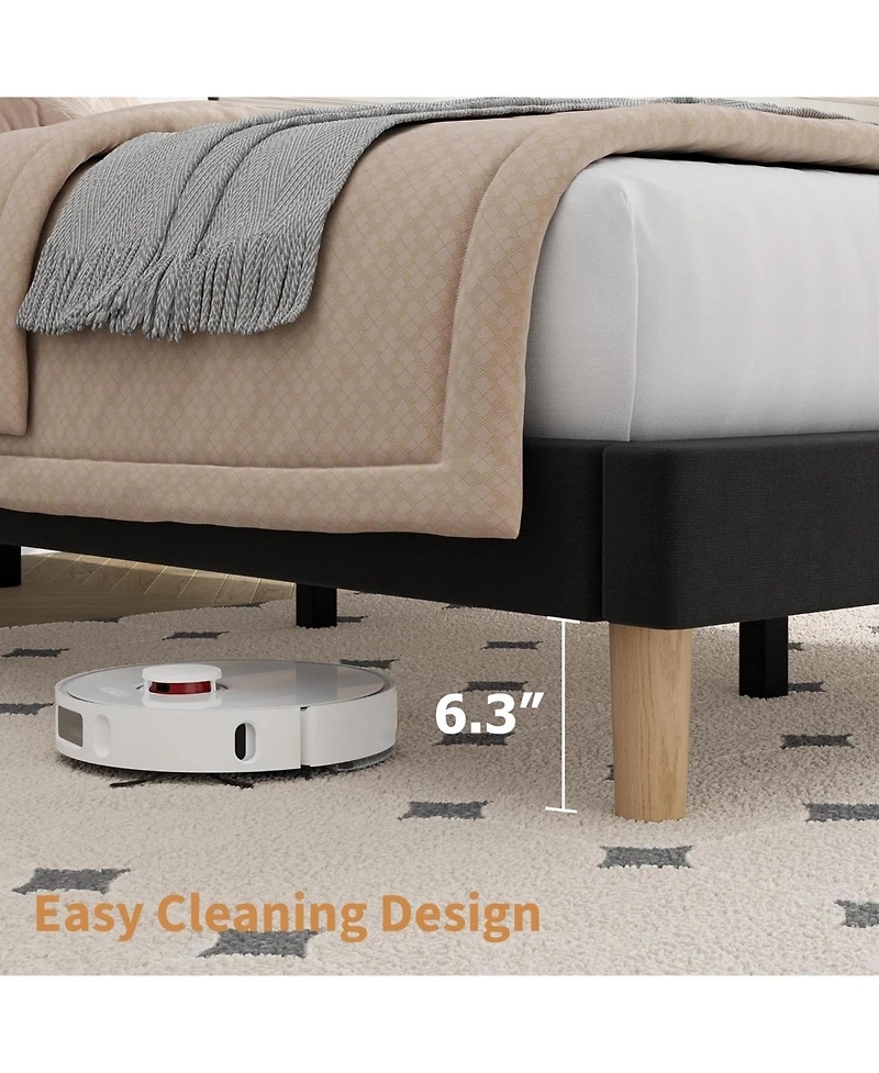 gaomon Twin Bed Frame with Adjustable Headboard, Velvet Upholstered Platform