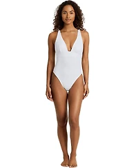 Lauren Ralph Women's V-Neck One-Piece Swimsuit