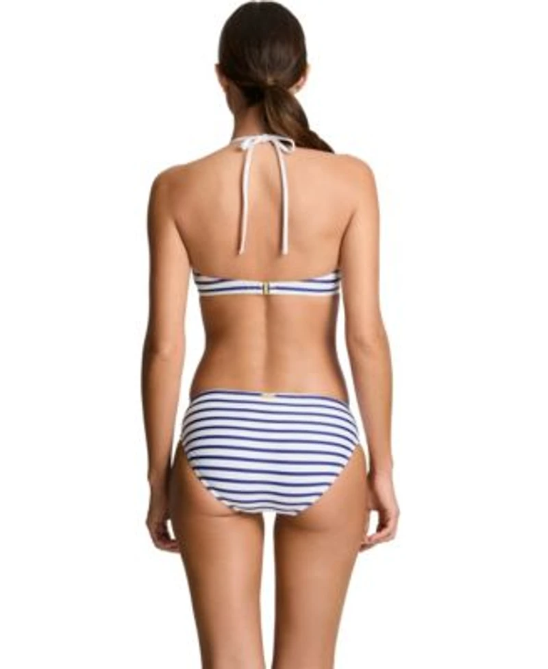 Lauren Ralph Lauren Womens Shirred Stripe Swim Top Stripe Pull On Swim Bottoms