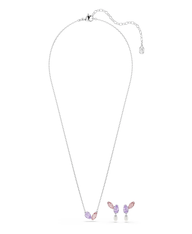 Swarovski x Ariana Grande Rhodium Plated Multicolored Necklace and Earrings Set