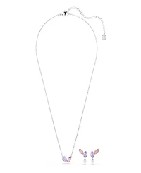 Swarovski x Ariana Grande Rhodium Plated Multicolored Necklace and Earrings Set